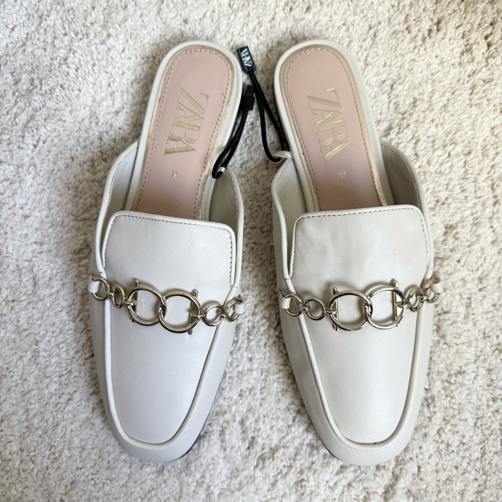 Zara mules women shoes real leather brand new